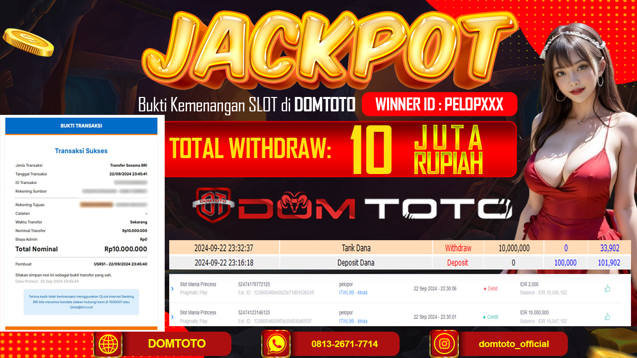 JACKPOT SLOT MANIA PRINCESS  23 SEPTEMBER 2024